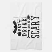 飲み物を食べ、恐いハロウィンがあって下さい キッチンタオル (縦)
