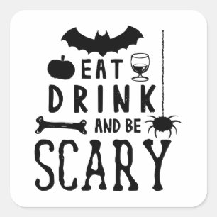飲み物を食べ、恐いハロウィンがあって下さい スクエアシール