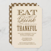 飲み物を食べ、感謝している感謝祭の夕食があって下さい 招待状 (正面/裏面)