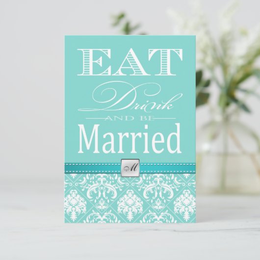 飲み物を食べ、結婚したが-ティール（緑がかった色）の青あって下さい 出欠カード (スタンド正面)