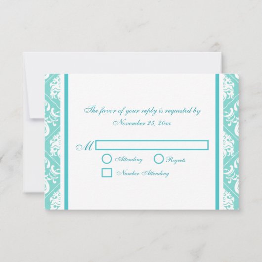 飲み物を食べ、結婚したが-ティール（緑がかった色）の青あって下さい 出欠カード (裏面)