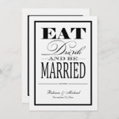 飲み物を食べ、結婚したが-リンネル紙の招待あって下さい 招待状 (正面/裏面)