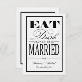 飲み物を食べ、結婚したが-リンネル紙RSVPあって下さい 出欠カード (正面/裏面)