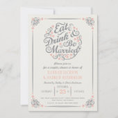 飲み物を食べ、結婚したなカップルのシャワーの招待状があって下さい 招待状 (正面)
