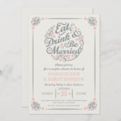 飲み物を食べ、結婚したなカップルのシャワーの招待状があって下さい 招待状 (正面/裏面)