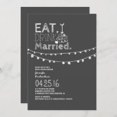 飲み物を食べ、結婚したなブライダルシャワーがあって下さい 招待状 (正面/裏面)