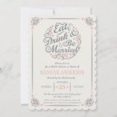 飲み物を食べ、結婚したなブライダルシャワーの招待状があって下さい 招待状 (正面)