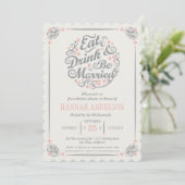 飲み物を食べ、結婚したなブライダルシャワーの招待状があって下さい 招待状 (スタンド正面)