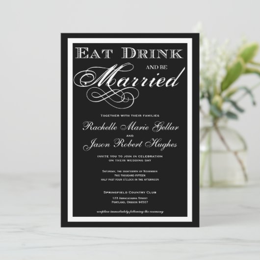 飲み物を食べ、結婚したな結婚式招待状があって下さい 招待状 (スタンド正面)