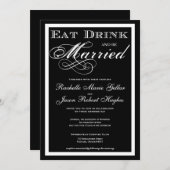 飲み物を食べ、結婚したな結婚式招待状があって下さい 招待状 (正面/裏面)