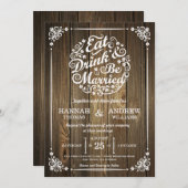 飲み物を食べ、結婚したな結婚式招待状があって下さい 招待状 (正面/裏面)