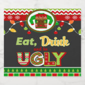 飲み物を食べ、醜いクリスマスの休日のパーティがあって下さい ビールラベル (シングルラベル)