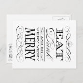 飲み物を食べ、非常に非常にメリーでエレガントなデザインがあって下さい シーズンポストカード (正面/裏面)