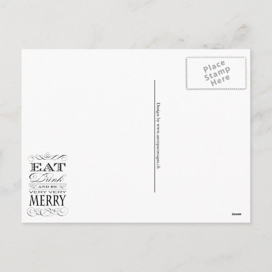 飲み物を食べ、非常に非常にメリーでエレガントなデザインがあって下さい シーズンポストカード (裏面)