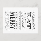 飲み物を食べ、非常に非常にメリーでエレガントなデザインがあって下さい シーズンポストカード (正面)