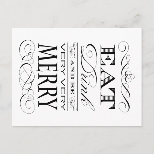 飲み物を食べ、非常に非常にメリーでエレガントなデザインがあって下さい シーズンポストカード (正面)