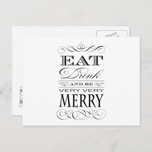 飲み物を食べ、非常に非常にメリーでエレガントなデザインがあって下さい シーズンポストカード (正面/裏面)