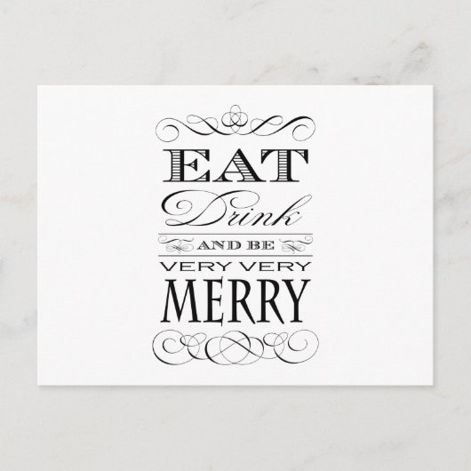 飲み物を食べ、非常に非常にメリーでエレガントなデザインがあって下さい シーズンポストカード (正面)