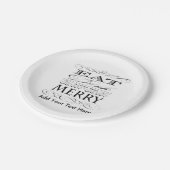 飲み物を食べ、非常に非常にメリーなおもしろいがあって下さい ペーパープレート (アングル)