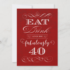 飲み物を食べ、非常に40誕生会の赤があって下さい 招待状