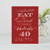 飲み物を食べ、非常に40誕生会の赤があって下さい 招待状 (スタンド正面)