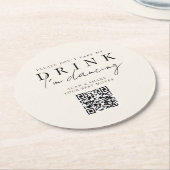 飲み物を飲まないで！QRコードフォト共有 ラウンドペーパーコースター (アングル)