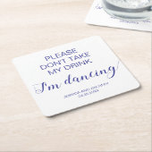 飲み物を飲まない私は踊りネイビーブルー結婚ズ スクエアペーパーコースター (アングル)