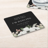 飲み物を飲まない私は踊りフローラ植物学 スクエアペーパーコースター (アングル)