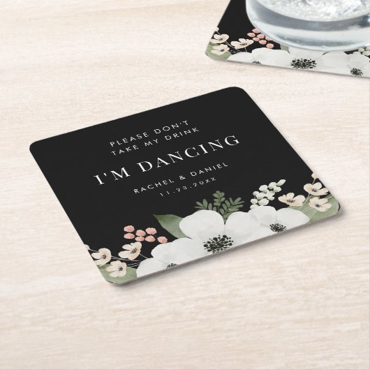 飲み物を飲まない私は踊りフローラ植物学 スクエアペーパーコースター (アングル)