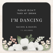 飲み物を飲まない私は踊りフローラ植物学 スクエアペーパーコースター (正面)