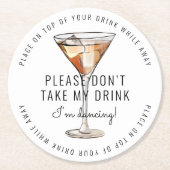 飲み物を飲まな結婚いで ラウンドペーパーコースター (正面)