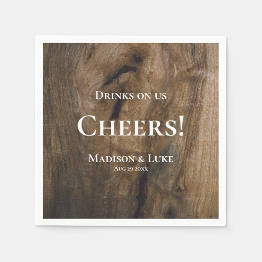 飲み物を飲む応援!ウッド素朴結婚ズ スタンダードカクテルナプキン (正面)