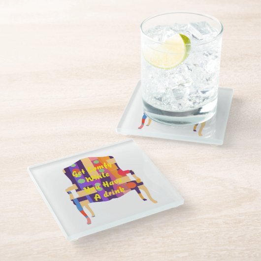 飲み物を飲んでいる間に元気を取り戻す ガラスコースター (アングル)