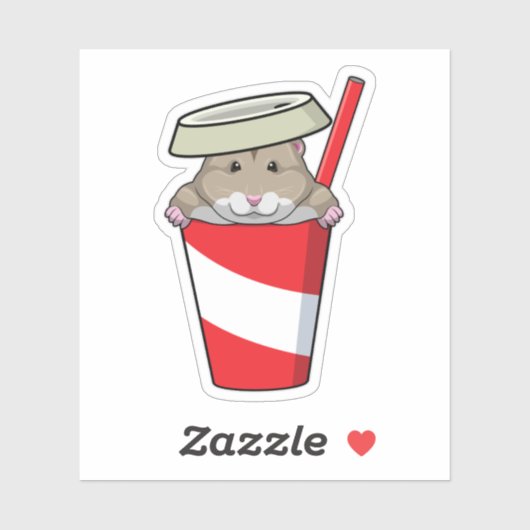 飲み物付きハムスター シール (シート)