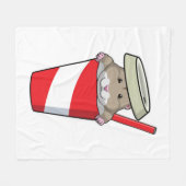 飲み物付きハムスター フリースブランケット (正面(横))