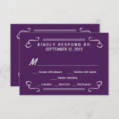 飲み物及びRSVPのナスの紫色の結婚式の応答を食べて下さい 出欠カード (正面/裏面)