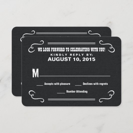 飲み物及びRSVPの西部のバーラップの結婚式の応答カードを食べて下さい 出欠カード (正面/裏面)