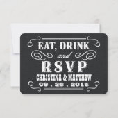 飲み物及びRSVPの西部のバーラップの結婚式の応答カードを食べて下さい 出欠カード (裏面)