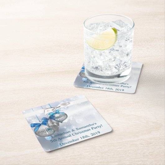 飲み物用コースターオーナメントスノーフレークススノーフレーク スクエアペーパーコースター (インサイチュ)