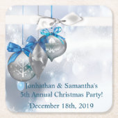 飲み物用コースターオーナメントスノーフレークススノーフレーク スクエアペーパーコースター (正面)