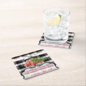 飲み物用コースタークリスマストラッククリスマスバッファロープレイド スクエアペーパーコースター (インサイチュ)