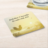 飲み物用コースターサニーモーニングファームカントリー素朴S スクエアペーパーコースター (アングル)