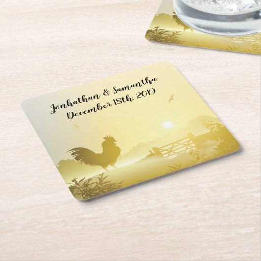 飲み物用コースターサニーモーニングファームカントリー素朴S スクエアペーパーコースター (アングル)