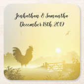 飲み物用コースターサニーモーニングファームカントリー素朴S スクエアペーパーコースター (正面)