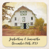 飲み物用コースターサンセットバーンカントリー素朴フィールドハ スクエアペーパーコースター (正面)