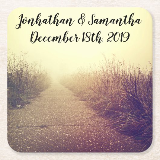 飲み物用コースターサンライズ経路歩道パス側W スクエアペーパーコースター (正面)