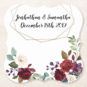 飲み物用コースタージオメトリックホワイトローズ金ゴールド幾何学模様 ペーパーコースター (正面)