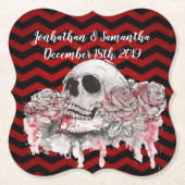 飲み物用コースタースカルバラゴシックChevronレッドブラック ペーパーコースター (正面)