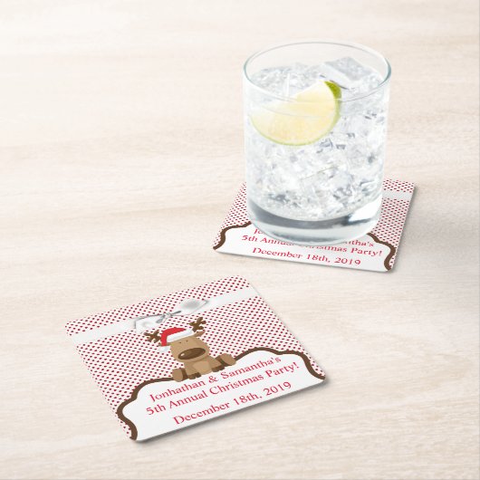 飲み物用コースタートナディアクリスマスクリスマス水玉模様P スクエアペーパーコースター (インサイチュ)