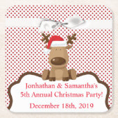 飲み物用コースタートナディアクリスマスクリスマス水玉模様P スクエアペーパーコースター (正面)